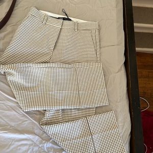 Plaid cropped wide leg trousers